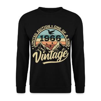 Original Jahrgang 1966 Geburtstagsgeschenk 1966 - Unisex Pullover - Schwarz - Vorne - Alina (178cm) & Michal (187cm)