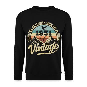 Original Jahrgang 1951 Geburtstagsgeschenk 1951 - Unisex Pullover - Schwarz - Vorne - Alina (178cm) & Michal (187cm)