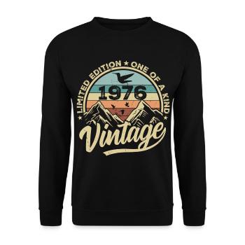 Original Jahrgang 1976 Geburtstagsgeschenk 1976 - Unisex Pullover - Schwarz - Vorne - Alina (178cm) & Michal (187cm)
