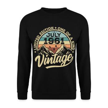 Born in July 1961 Born Birthday July 1961 - Unisex Sweatshirt - black - Front - Alina (178cm) & Michal (187cm)