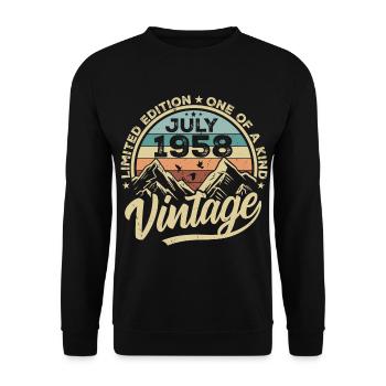 Né(e) en juillet 1958 Date de naissance : juillet 1958 - Sweat-shirt Unisexe - noir - Devant - Alina (178cm) & Michal (187cm)