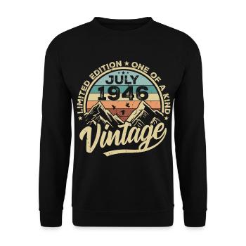 Geboren Im Juli 1946 Jahrgang Geburtstag Juli 1946 - Unisex Pullover - Schwarz - Vorne - Alina (178cm) & Michal (187cm)