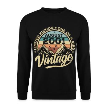Anniversaire Août 2001 Cadeau d’anniversaire Août - Sweat-shirt Unisexe - noir - Devant - Alina (178cm) & Michal (187cm)