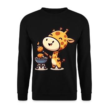 Cute BBQ Giraffe - Unisex Sweatshirt - black - Front - Alina (178cm) & Michal (187cm)
