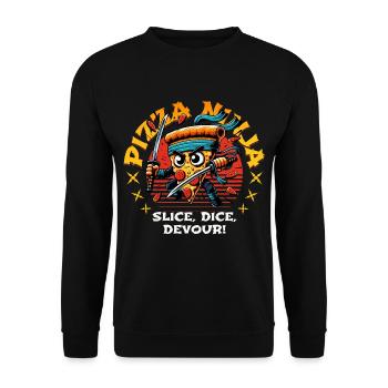 PIZZA NINJA SLICE, DICE, DEVOUR! - Unisex Sweatshirt - black - Front - Alina (178cm) & Michal (187cm)