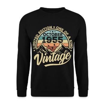 Octobre 1955 Anniversaire 1955 Né en octobre 1955 - Sweat-shirt Unisexe - noir - Devant - Alina (178cm) & Michal (187cm)