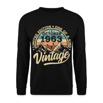 October 1963 Birthday 1963 Born October 1963 - Unisex Sweatshirt - black - Front - Alina (178cm) & Michal (187cm)