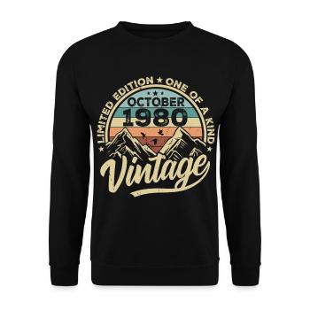 Octobre 1980 Anniversaire 1980 Né en octobre 1980 - Sweat-shirt Unisexe - noir - Devant - Alina (178cm) & Michal (187cm)