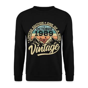 Octobre 1989 Anniversaire 1989 Né en octobre 1989 - Sweat-shirt Unisexe - noir - Devant - Alina (178cm) & Michal (187cm)