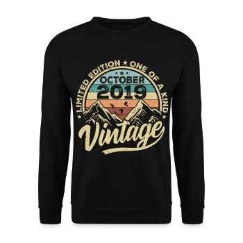 Octobre 2019 Anniversaire 2019 Né Octobre 2019 - Sweat-shirt Unisexe - noir - Devant - Alina (178cm) & Michal (187cm)