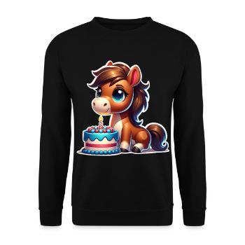 Horse Foal Pony Birthday - Unisex Sweatshirt - black - Front - Alina (178cm) & Michal (187cm)