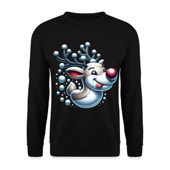 Drôle Renne Noël Noël - Sweat-shirt Unisexe - noir - Devant - Alina (178cm) & Michal (187cm)