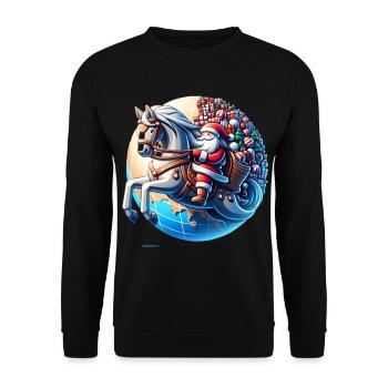 Weihnachtsmann Weihnachtsschlitten Geschenke - Unisex Pullover - Schwarz - Vorne - Alina (178cm) & Michal (187cm)