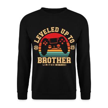 Promoted to Brother 2025 - Unisex Sweatshirt - black - Front - Alina (178cm) & Michal (187cm)