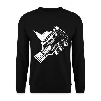 Nashville Tennessee USA Gitarre Skyline Musik - Unisex Pullover - Schwarz - Vorne - Alina (178cm) & Michal (187cm)