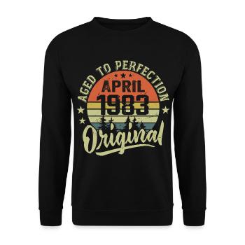 April 1983 Birthday - April 1983 Gift Idea - Unisex Sweatshirt - black - Front - Alina (178cm) & Michal (187cm)