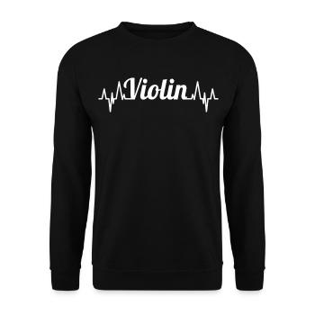 Geige Herzschlag - Unisex Pullover - Schwarz - Vorne - Alina (178cm) & Michal (187cm)