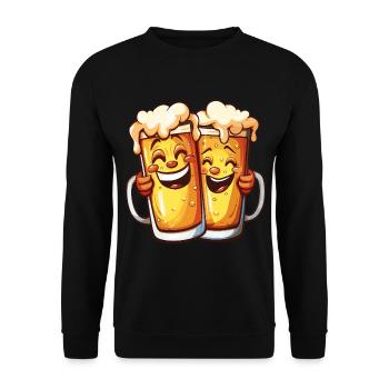 Beer Funny Beer Mugs Laughing Drinking Alcohol Humor - Unisex Sweatshirt - black - Front - Alina (178cm) & Michal (187cm)