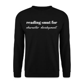 Reading Smut for Character – BookTok Design - Unisex Pullover - Schwarz - Vorne - Alina (178cm) & Michal (187cm)