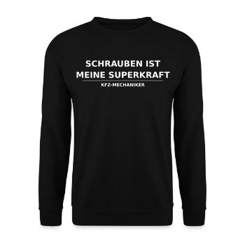 Mécanicien automobile – la tournure est mon super-pouvoir - Sweat-shirt Unisexe - noir - Devant - Alina (178cm) & Michal (187cm)