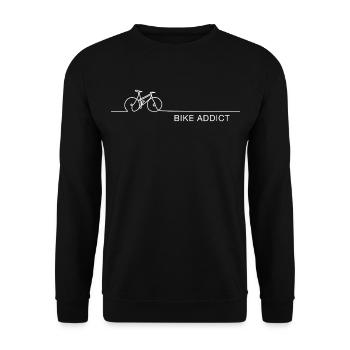 Bike Addict – Minimalist Bike Saying - Unisex Sweatshirt - black - Front - Alina (178cm) & Michal (187cm)
