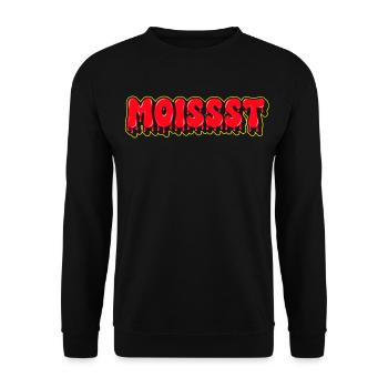 Moist Fat Font Wortzeichen - Unisex Pullover - Schwarz - Vorne - Alina (178cm) & Michal (187cm)