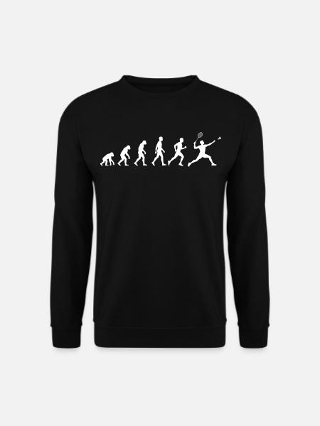 Badminton Evolution – Humor, Spieler und Leidenschaft - Unisex Pullover - Schwarz