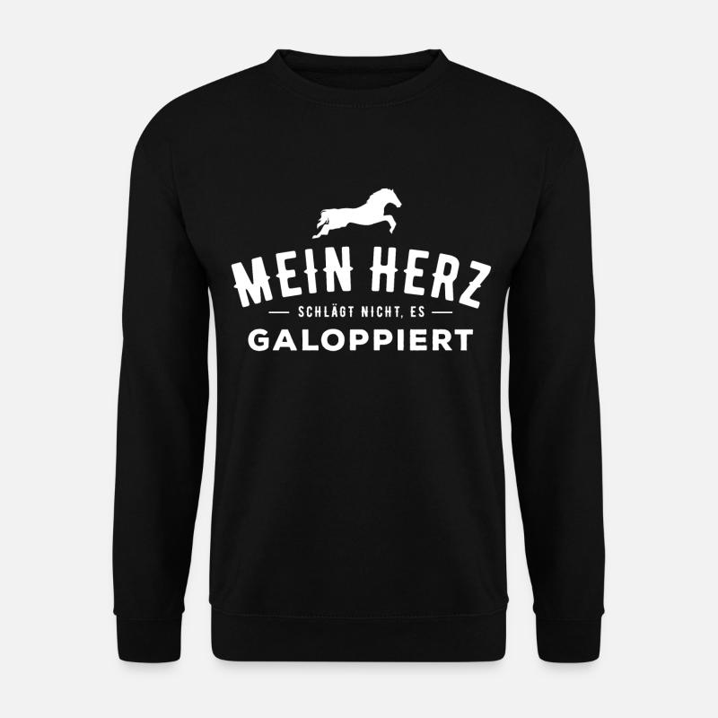 Reiten Pferd Pony Galopp Ausritt Herz Sattel - Unisex Pullover - Schwarz