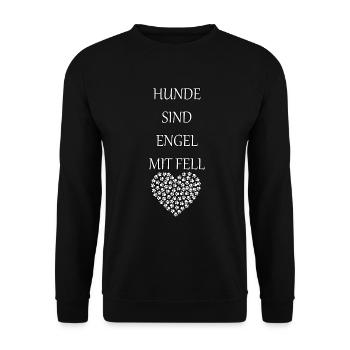 Hunde sind Engel mit Fell <3 - Unisex Pullover - Schwarz - Vorne - Alina (178cm) & Michal (187cm)