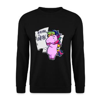 Unicorn Pregnancy Gift Horn Children - Unisex Sweatshirt - black - Front - Alina (178cm) & Michal (187cm)