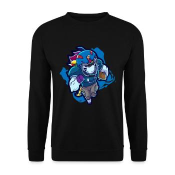 Football Einhorn Sport Geschenk Rugby - Unisex Pullover - Schwarz - Vorne - Alina (178cm) & Michal (187cm)