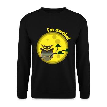 Owl Moonlight Overturned Night Sleeping Gift - Unisex Sweatshirt - black - Front - Alina (178cm) & Michal (187cm)
