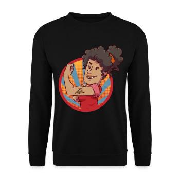Girl Frauen Power Bizeps Kraft Geschenk - Unisex Pullover - Schwarz - Vorne - Alina (178cm) & Michal (187cm)