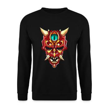 Hannya Mask Devil Demon Yokai Gift - Unisex Sweatshirt - black - Front - Alina (178cm) & Michal (187cm)
