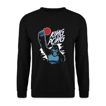 King Pong Cadeau De Gorilla Kong De Tennis De Table - Sweat-shirt Unisexe - noir - Devant - Alina (178cm) & Michal (187cm)