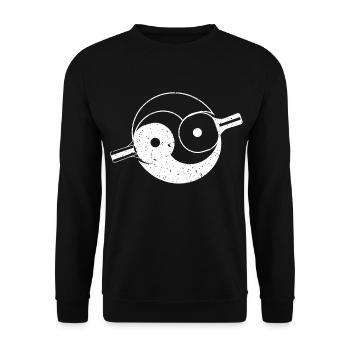 Cadeau de sport raquette de tennis de table Yin Yang - Sweat-shirt Unisexe - noir - Devant - Alina (178cm) & Michal (187cm)