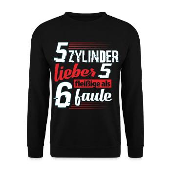 5 Zylinder - Unisex Pullover - Schwarz - Vorne - Alina (178cm) & Michal (187cm)
