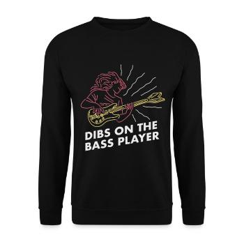 Dibs On The Bass / Bassist Bassgitarre Musiker - Unisex Pullover - Schwarz - Vorne - Alina (178cm) & Michal (187cm)