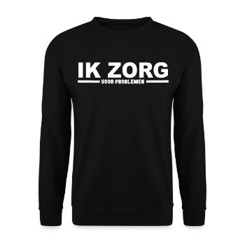 Je m’occupe des problèmes, du personnel soignant, de l’humour # - Sweat-shirt Unisexe - noir - Devant - Alina (178cm) & Michal (187cm)
