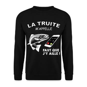 Pêche la truite m appelle - Sweat-shirt Unisexe - noir - Devant - Alina (178cm) & Michal (187cm)