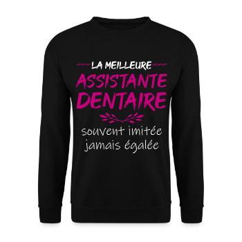 assistante dentaire | cadeau original femme - Sweat-shirt Unisexe - noir - Devant - Alina (178cm) & Michal (187cm)