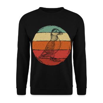 Puffin Retro - Unisex Sweatshirt - black - Front - Alina (178cm) & Michal (187cm)