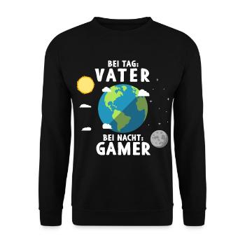 Am Tag Vater Bei Nacht Zocker Gaming Vatertag - Unisex Pullover - Schwarz - Vorne - Alina (178cm) & Michal (187cm)