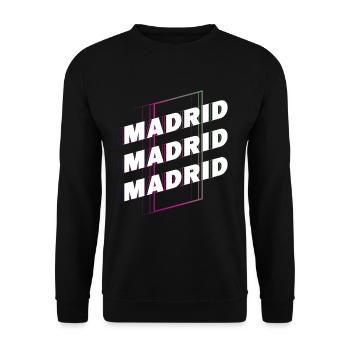 Madrid Espagne City Font Skyline Accueil - Sweat-shirt Unisexe - noir - Devant - Alina (178cm) & Michal (187cm)