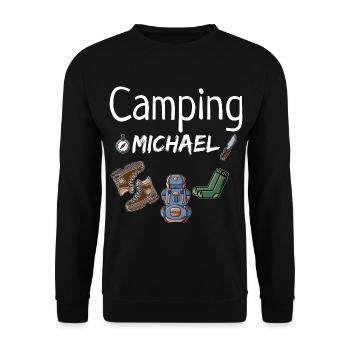 Camping Michael Camper Geschenk - Unisex Pullover - Schwarz - Vorne - Alina (178cm) & Michal (187cm)