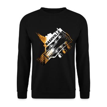 Nashville Tennessee USA Gitarre Skyline Musik - Unisex Pullover - Schwarz - Vorne - Alina (178cm) & Michal (187cm)