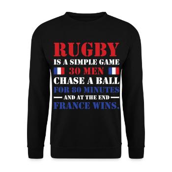 Le rugby est un jeu simple France Rugby - Sweat-shirt Unisexe - noir - Devant - Alina (178cm) & Michal (187cm)