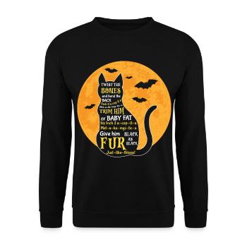 Halloween Katze Hexe - Unisex Pullover - Schwarz - Vorne - Alina (178cm) & Michal (187cm)