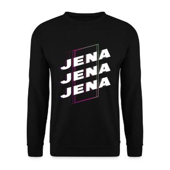 Jena Deutschland Stadt Schrift Skyline Heimat - Unisex Pullover - Schwarz - Vorne - Alina (178cm) & Michal (187cm)