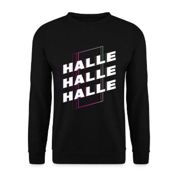 Halle Germany City Font Skyline Home - Unisex Sweatshirt - black - Front - Alina (178cm) & Michal (187cm)
